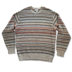 Vintage Lacoste Fair Isle Knit Sweater Made in France Size 6 Croc Embroidered